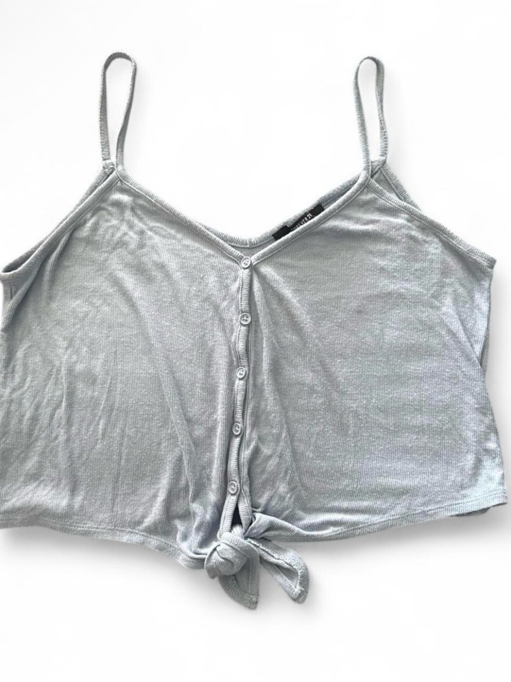 Light Gray Tie-Front Spaghetti Strap Crop Top